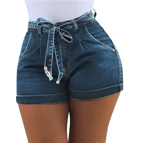 elastic jean shorts