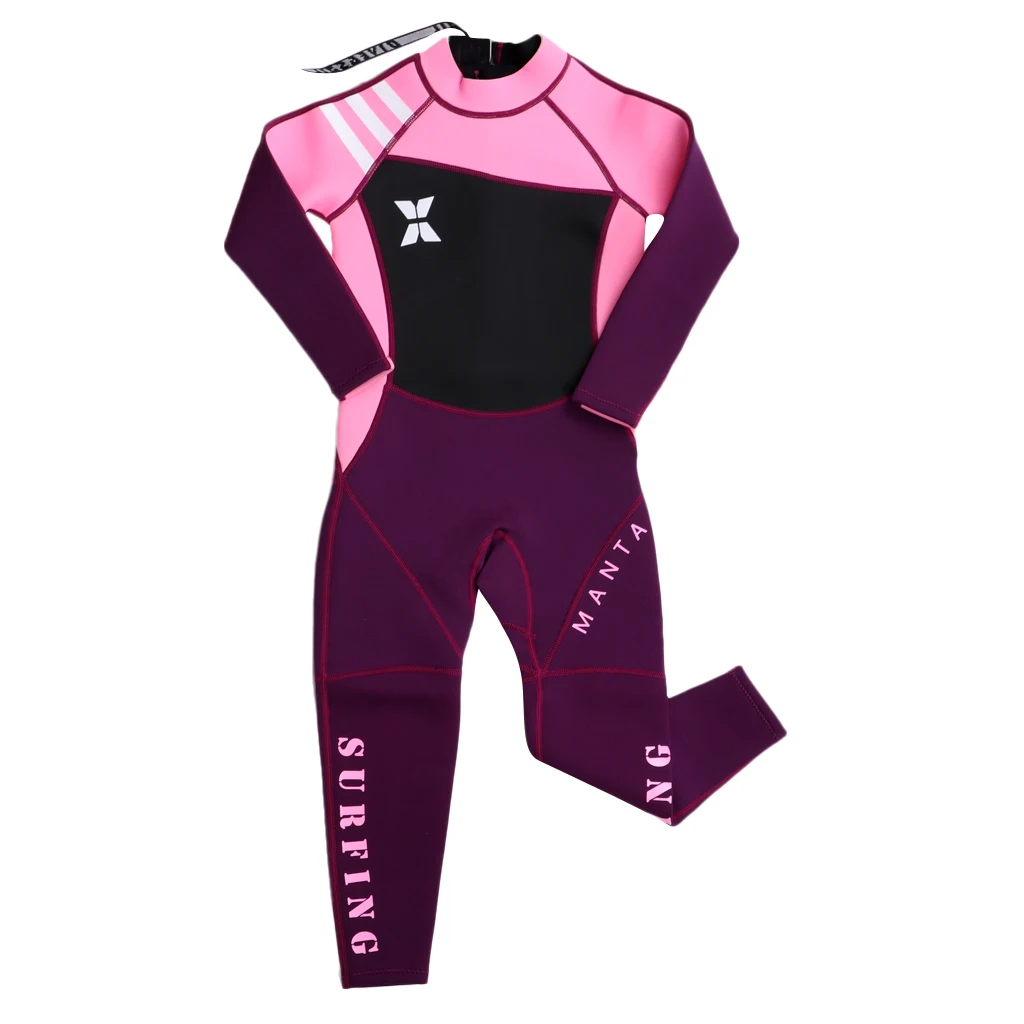2.5mm Neoprene Surf Sports Swimming Wetsuit Full Body Swimwear UV Protection SPF 50+ for Girl Kids 3 Colors
