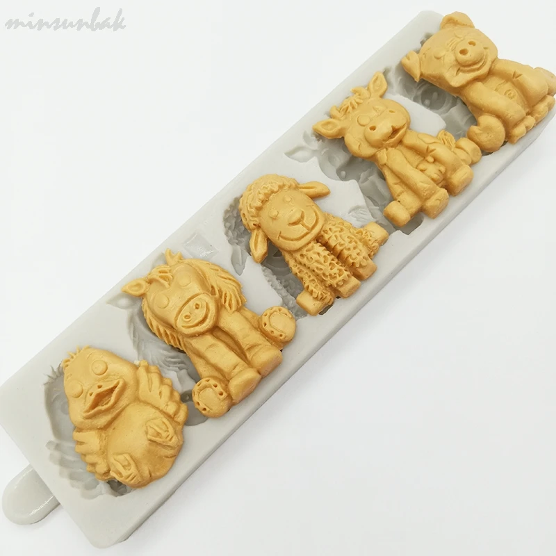 

minsunbak Cartoon Animal Silicone Mold Fondant Mold Cake Decorating Tool Chocolate Gumpaste Mould Sugarcraft