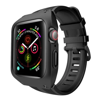

Replacement Watch Band Silicone Sports Band With Protective Case Strap For Apple Watch iWatch Series 4 44mm 3B08