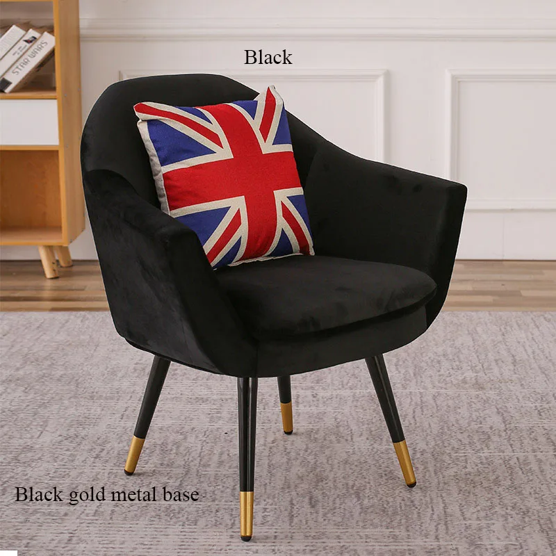 Современный Одноместный стул для отдыха, кафе, офиса, ресторана, мебель для спальни, для учебы, скандинавский стул в стиле минимализм, диван - Цвет: Metal base Black