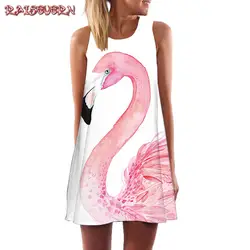 RAISEVERN летнее платье Для женщин vestidos mujer Strand бабочки птицы Sommer Kleid Mini Midi Цветочный Фламинго платье плюс Размеры 2018