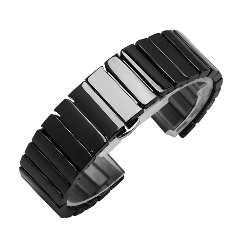22 мм керамический ремешок Смарт-часы сменный ремешок гладкая поверхность керамический браслет Складная Пряжка совместимая полоса пропускания 22 мм часы