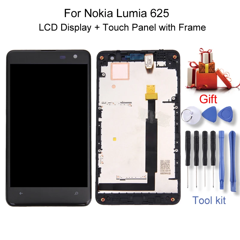 ЖК дисплей + сенсорная панель с рамкой для Nokia Lumia 625|Экраны мобильных телефонов| |