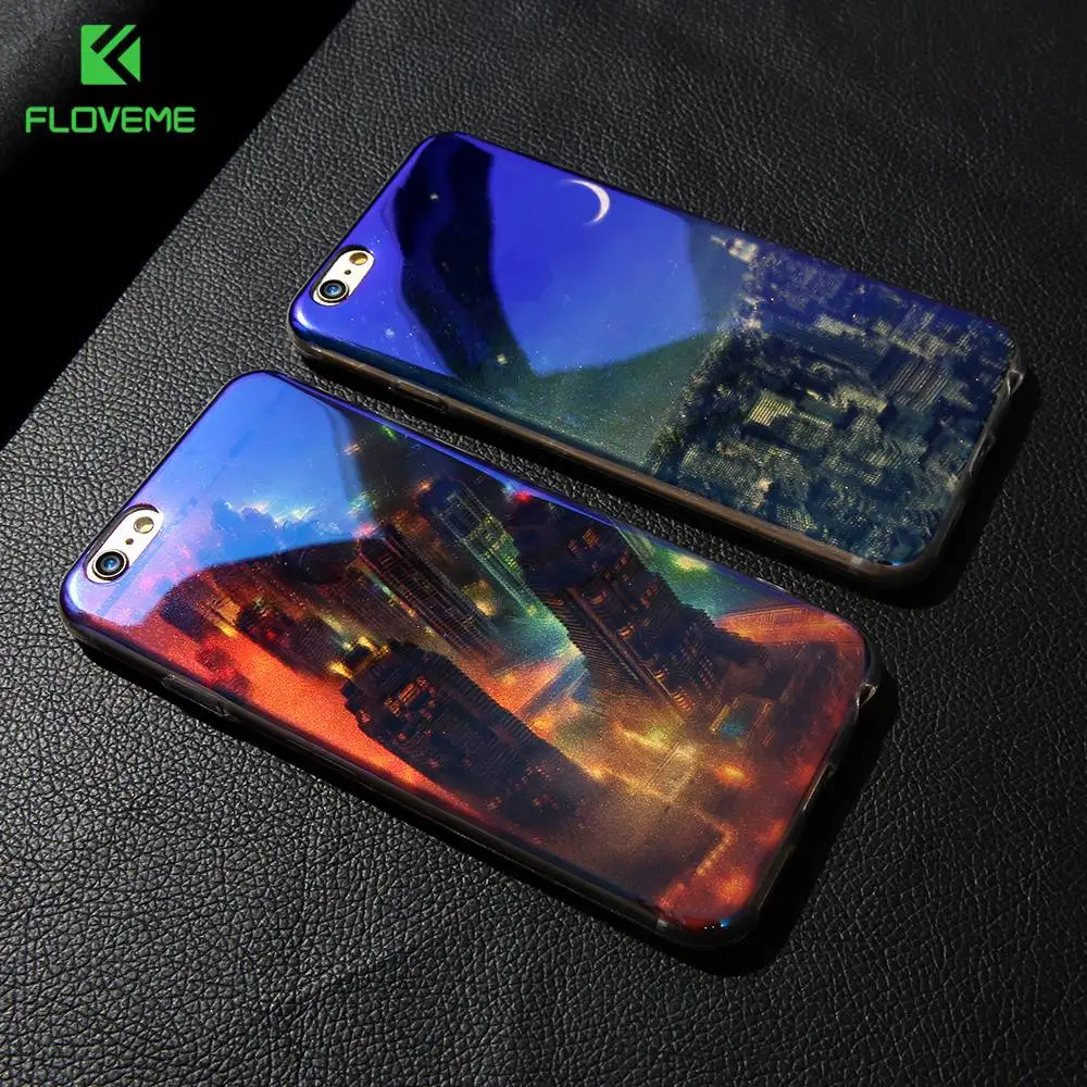 Floveme New blue ray Прозрачный чехол для iPhone 7 6 S Plus модные солнцезащитные pattrened крышка 6S