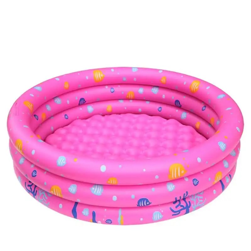 

Intime Kid's Summer Swimming Pool Inflatable 130cm Round Bathtub Kiddie 3 Ring Circles Swim Pool Blue Pink Green