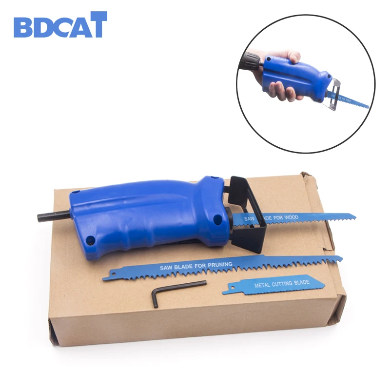 

BDCAT Reciprocating Saw For Power Tool Accessories Metal Cutting Wood Cutting Tool Electric Drill Attachment with 3 Blades