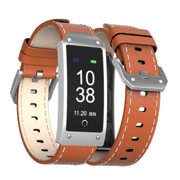 

Newest Color Screen Smart Bracelet With Blood Pressure And Heart Rate Monitor Leather Wristband NRF 52832 Chip VS E02 Smart Band