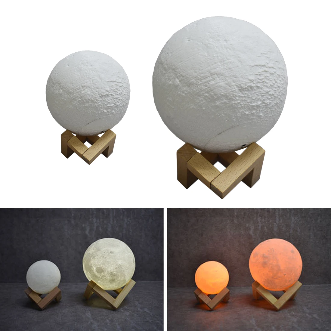

Diameter 3D Print Moon Lamp USB LED Night Light Lamp Moonlight Gift Touch Sensor Color Changing Bedroom Decor 8cm 15cm