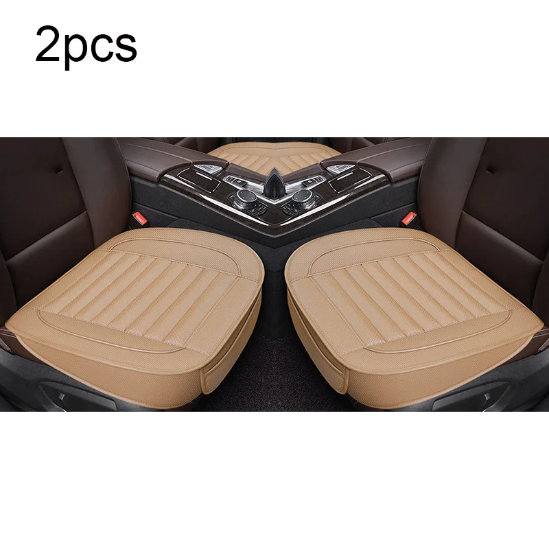 Automobiles Seat Cover Interior Auto Accessories PU Leather Car Seat Cover Four Seasons Universal Protector Seats Cushion Sets - Название цвета: Beige front 2pcs