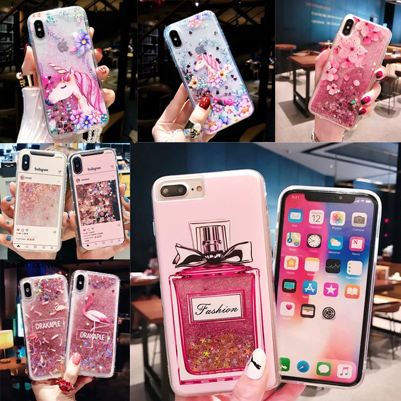 

Liquid Case For Samsung Galaxy J3 J5 J7 2016 2017 EU J2 Pro 2018 C5 C7 C8 C9 Cartoon Flamingo Perfume Bottle Soft Silicone Cover