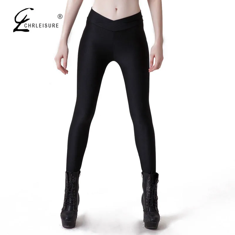 

CHRLEISURE S-XL 9 Color Women's Workout Leggings Candy Colors High Fluorescence V-Waist Stretch Spandex Leggings Women