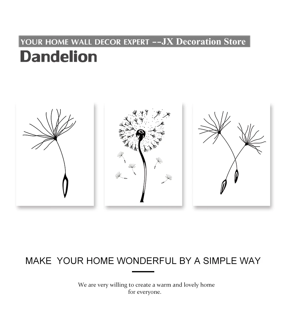 Dandelion Flying Moment Wall Art Modern Sketch Painting Nordic Vintage Poster Scandinavia Prints Living Room Decoration Pictures (1)