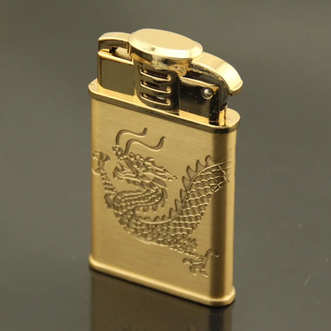 Gold Dragon Windproof Jet Lighter Gas,Refillable Butane Flint Cigarette