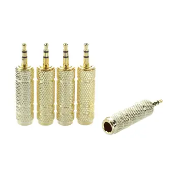 

5PCS 6.5mm 1/4" Female F to 3.5mm 1/8 Male Plug Earphone Audio Adapter Connector