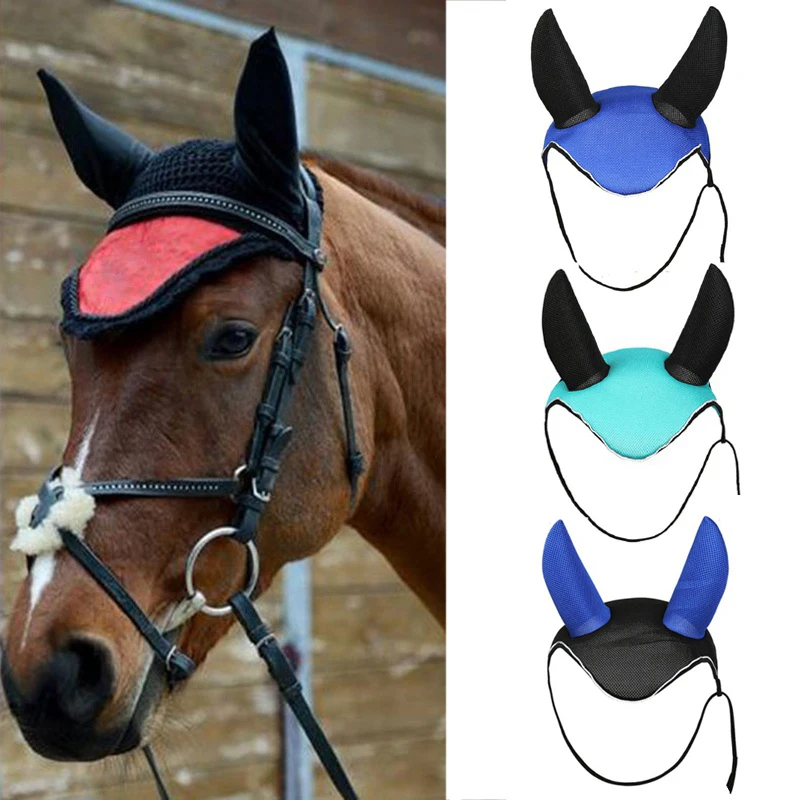 

Horse Fly Mask Bonnet net ear masks protector Horse Riding Breathable Meshed Horse Ear Cover Equestrian