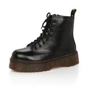 

Women Boots 2019 Leather Ankle Boots For Women Lace Up Autumn Shoes Platform Flat With Boots Zapatos De Mujer