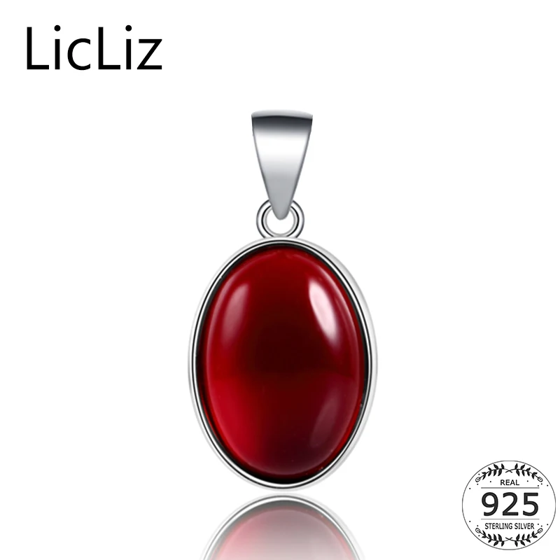 LicLiz, 925 пробы, серебряное, кварцевое ожерелье, Подвески без цепи, для женщин, большой, овальный, Красный Кристалл, пасьянс, подвеска, подвески, LP0240