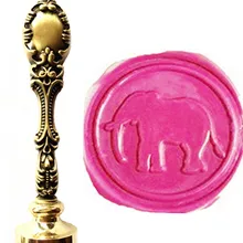 Mdlg винтажный Большой Слон изображение на заказ логотип роскошный воск уплотнение штамп латунь Павлин металлическая ручка подарочный набор