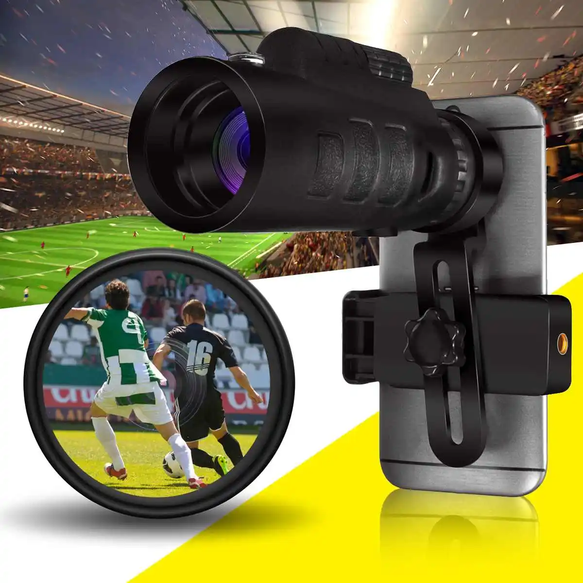 

35x50 HD Zoom Optional Monocular Hunting Camping Telescope Scope BAK4 Smartphone Camera Lens With Phone Holder