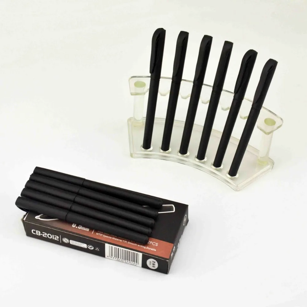 12 pcs/lot Black 0.5mm Plastic Matte Gel ink Pens Office & School