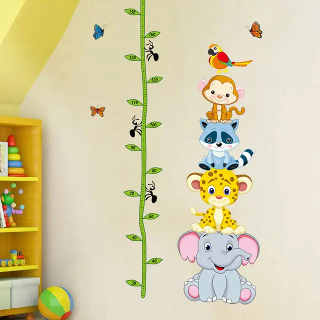 new animals monkey zoo height chart removable wall stickers art