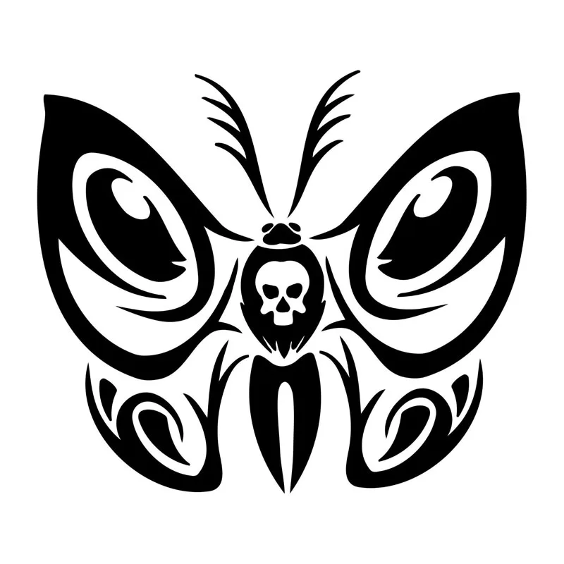 

20.4*17.7CM Personalized Butterfly Tribal Skull Car Stickers Reflective Waterproof Vinyl Decals Black/Silver C7-1007