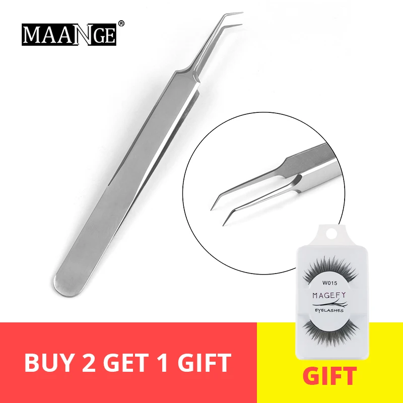 

MAANGE 1Pcs Blackhead Tweezers Eyelash Extension Nipper Anti Acid Steel Curved Needle Tweezers Removal Acne Face Care Tools