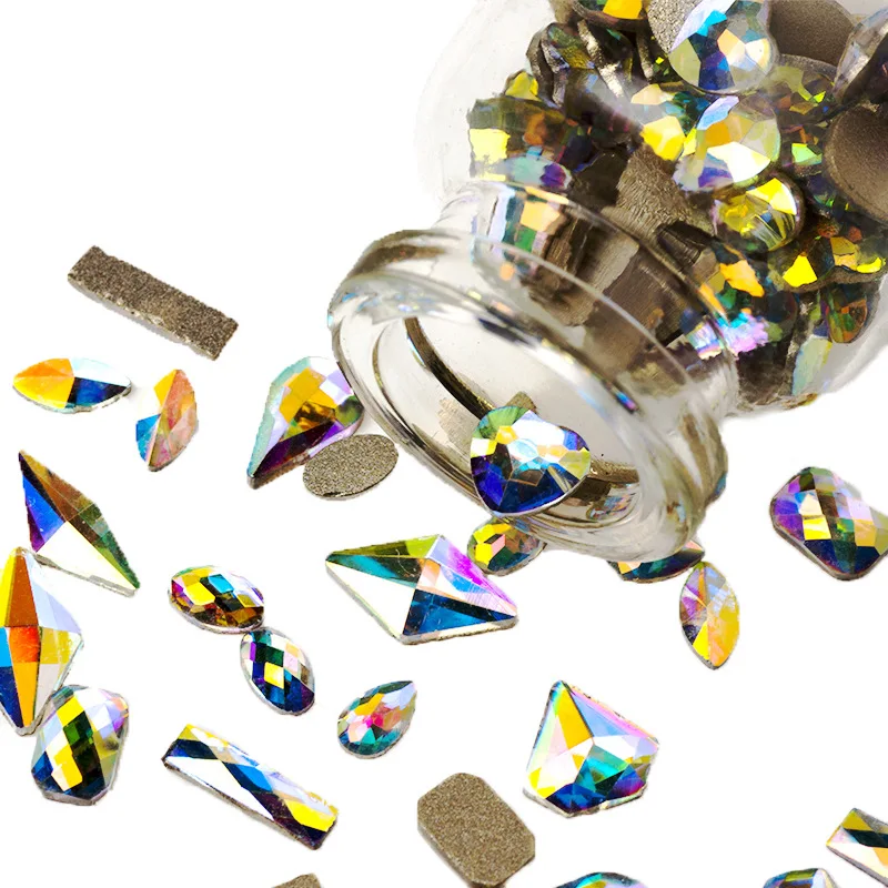 100 шт смешанные размеры кристалл AB 3D дизайн ногтей стразы камни с плоским низом алмазные ювелирные изделия 38 видов различных форм для ногтей