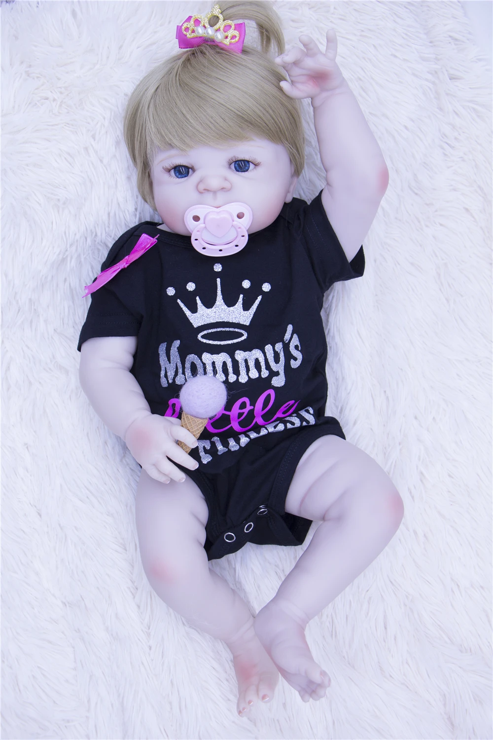 bebes reborn doll full silicone reborn baby boneca  com corpo de silicone menina 55cm blond hair baby dolls Kids Holiday Present