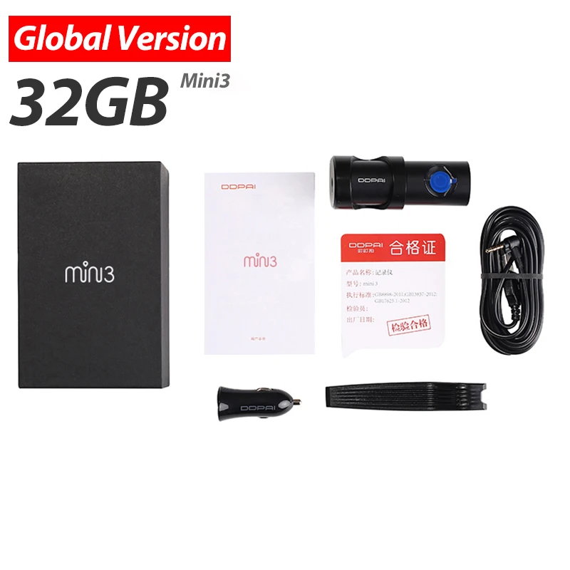 Xiaomi DDPai Dash Cam 32 Гб Mini3 английское Голосовое управление камера ночного видения 1600P HD
