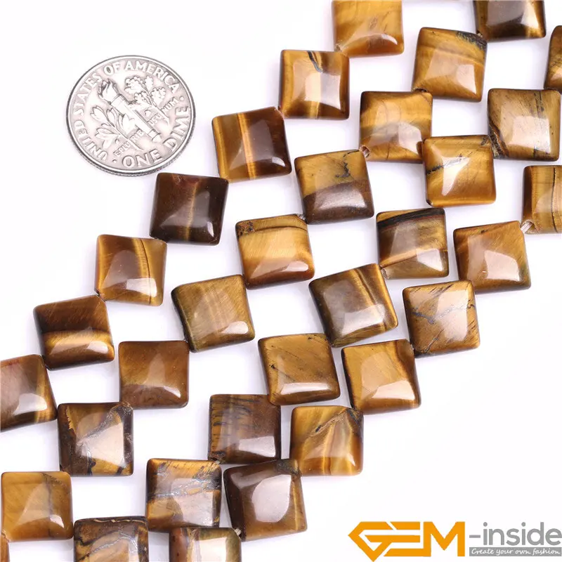 Natural Square Tiger Eye Yellow Tiger Eye Stone Beads DIY Beads For