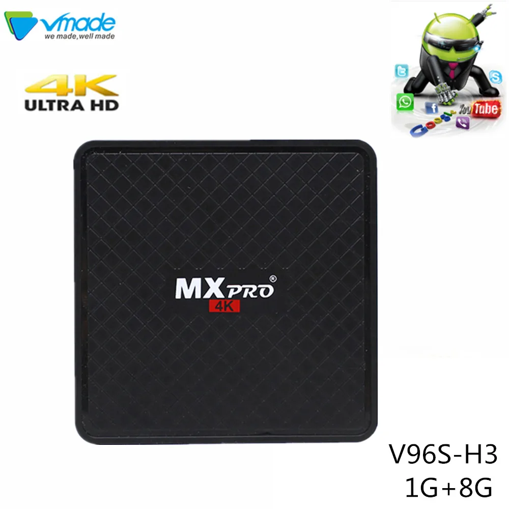 

Vmade Android 7.0 Android TV box V96S Allwinner- H3 1G DDR3 8G EMMC ROM Set Top BOX 4K Wifi media player V96S mini smart TV Box