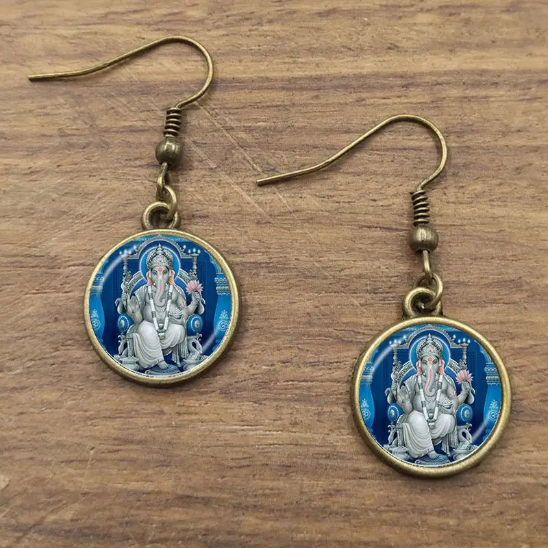 Серьги с подвеской God Ganesh Ganesha Бог удачи индийские серьги Слоник духовная