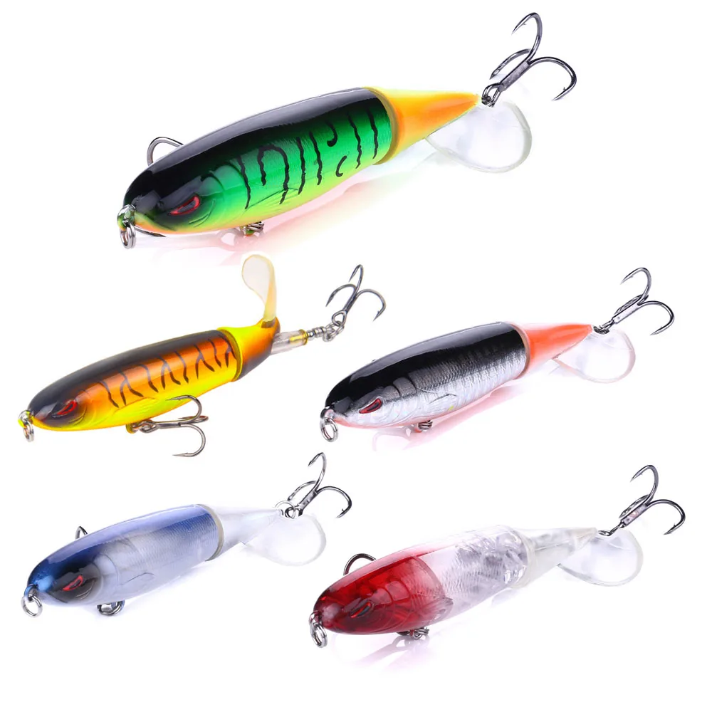 

1pcs Quality Whopper Plopper 100mm/ 13.2g Artificial Top Water Fishing Lure Hard Bait Wobbler Rotating Soft Tail Fishing Tackle