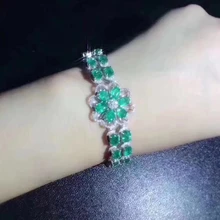 elegant charming green emerald gemstone bracelet for women jewelry natural real gem 925 sterling silver party birthday gift