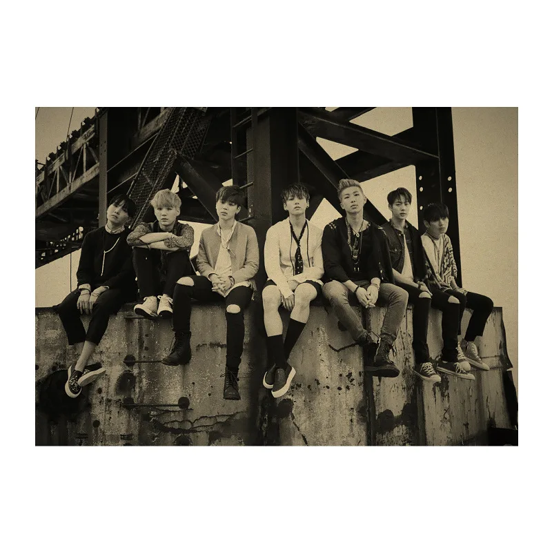 Bangtan Boys B/Корейская поп-идол группа Adonis красивый мальчик/крафт-бумага/Бар плакат/Ретро плакат/декоративная живопись 51x35,5 см