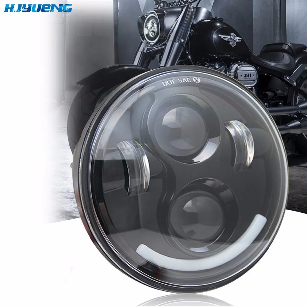 

HJYUENG 45w 5.75 INCH MOTORCYCLE PROJECTOR Car Angel Eyes DRL Running Lights LED HEADLIGHT for HONDA VTX 1300 1800