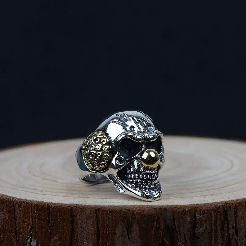 

FNJ Cartoon Ring 925 Silver Anillos New Fashion S925 Sterling Silver Rings for Men Jewelry Adjustable Size bague