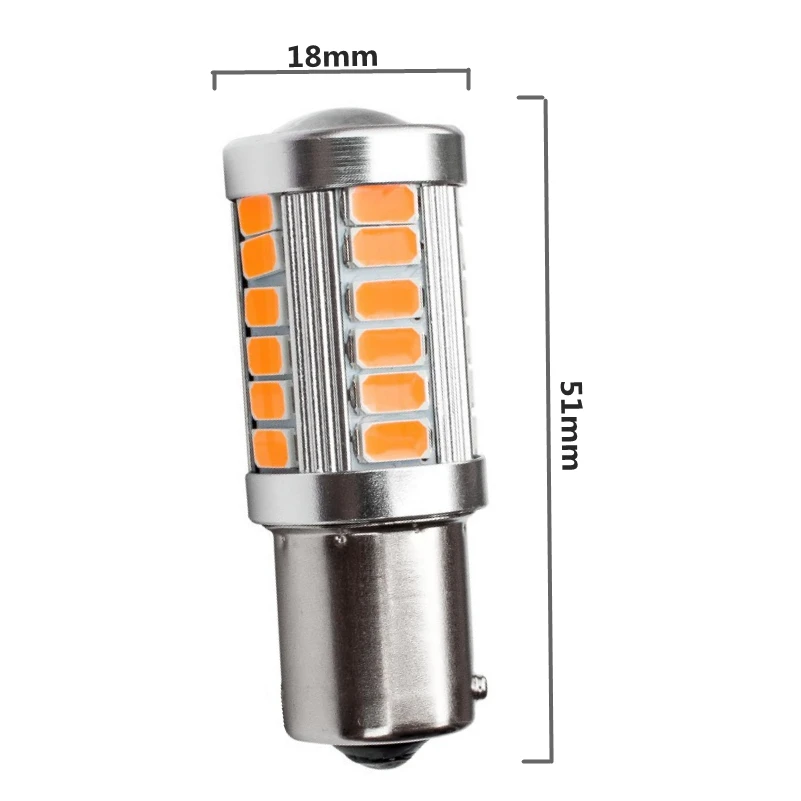 1 шт. BAU15S PY21W желтый автомобиль светодиодный лампы 33 SMD 5730 5630 Боковой габаритный