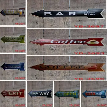 

20pcs Coffee Beer Garage cupcake Exit Vintage Arrow Irregular Tin Sign Gift Craft Wall Plaque Cafe Supermarket Decor