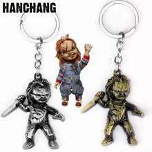 LLavero de la semilla de Chucky de la película de Horror, colgante con cuchillo de mano, llavero con anilla bolso para coche, llavero, llaves, recuerdos para fanáticos