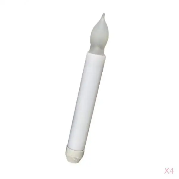 4x Battery Long LED Taper Candle for Church Home Christmas Wedding Party Decor 165mm