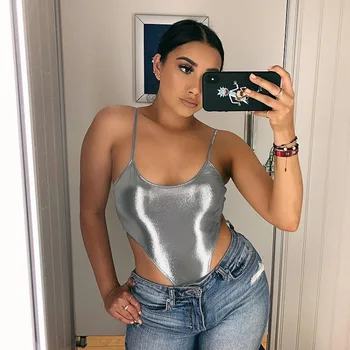 

Sexy Spaghetti Strap Bodysuits Women One Piece Summer Bodycon Rompers Sliver Red Club Femme Jumpsuit Bathing Monokini