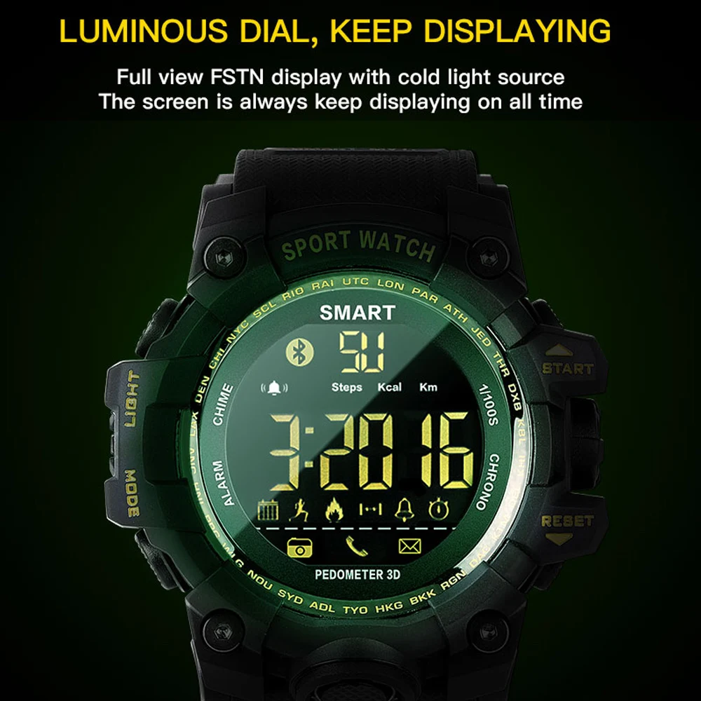 VESTMADRA EX16S Sport Bluetooth Smart Watch IP67 Waterproof Pedometer Smartwatch Alarm Clock Stopwatch Long Standby Wristwatch