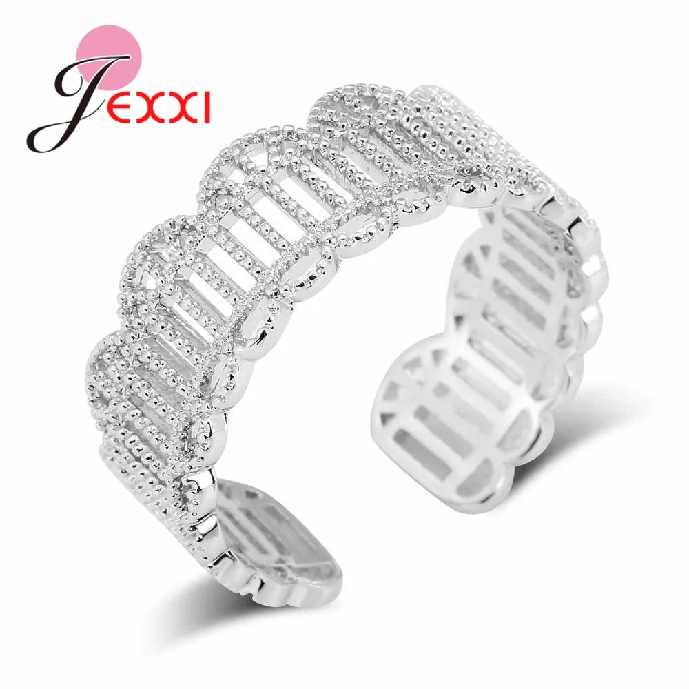Luxury Wedding Engagement 925 Sterling Silver Rings Wide Shape Hollow Out Vintage Party Ajustable Ring For Women Bijoux | Украшения и