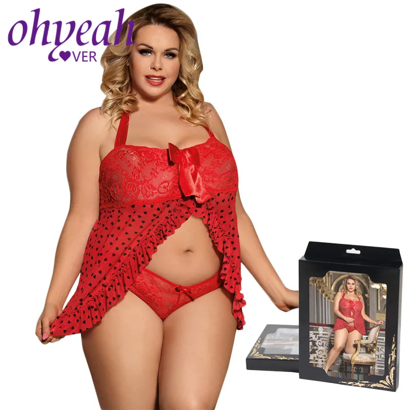 Ohyeahlover красивое красное нижнее белье порно кружевные ночные платья Babydoll размера