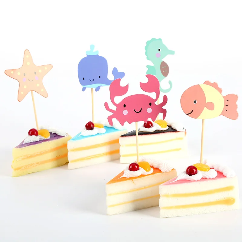 

10pcs Quality Cartoon Ocean Theme Cupcake Topper Candy Kids Birthday Party Supplies Wedding Supplies Decorations