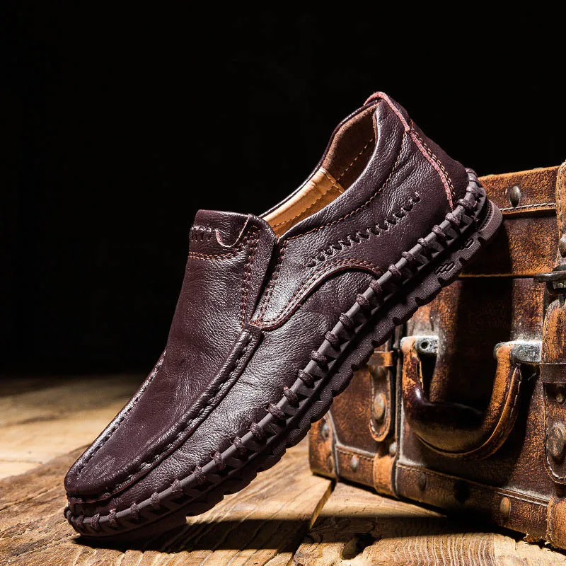 Merkmak/обувь из натуральной кожи; Мужская Брендовая обувь на нескользящей толстой подошве; Модные мужские повседневные кроссовки; высокое качество; zapatos - Цвет: brown men shoes