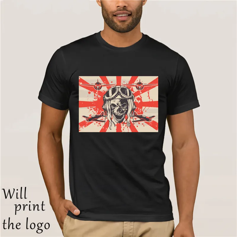 Kamikaze-Skull-T-Shirt-Men-Cartoon-Print-100-Cotton-T-Shirt-Casual-Men-s-Short-Sleeve